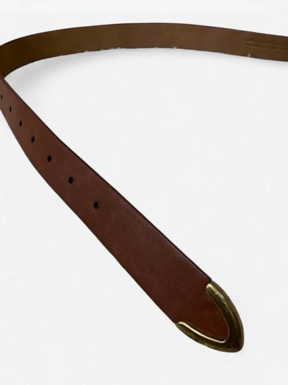 Classic Brown Leather Belt with Brass Ring Buckle Universal Thread Women’s XL